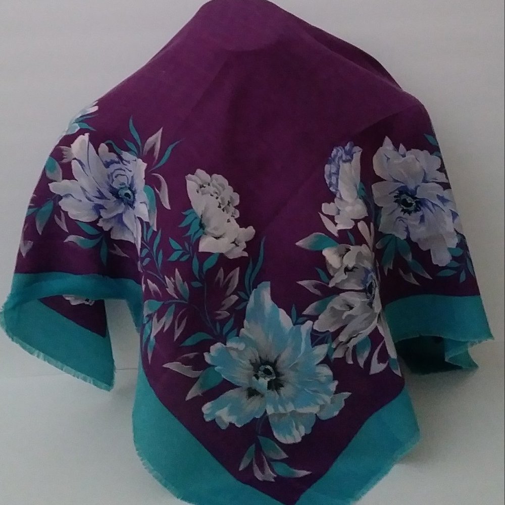Purple and Turquoise Floral Fashion Scarf